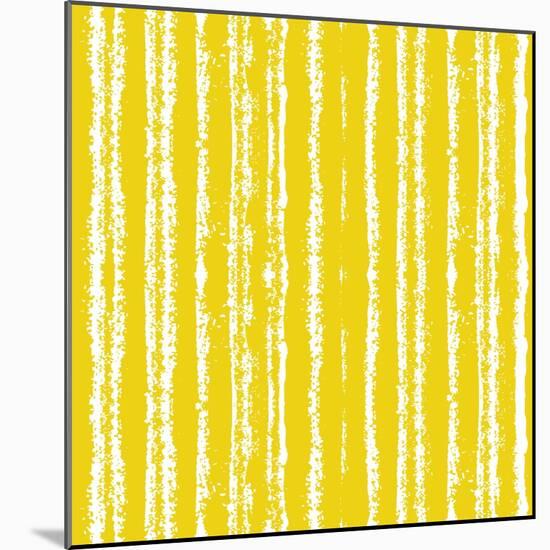 Striped Pattern with Brushed Lines in Yellow.-tukkki-Mounted Art Print