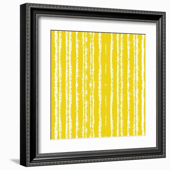 Striped Pattern with Brushed Lines in Yellow.-tukkki-Framed Art Print