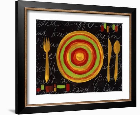 Striped Plate- Yellow-Susan Gillette-Framed Giclee Print