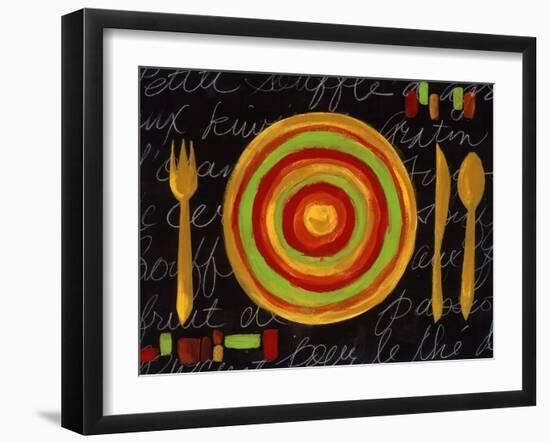 Striped Plate- Yellow-Susan Gillette-Framed Giclee Print