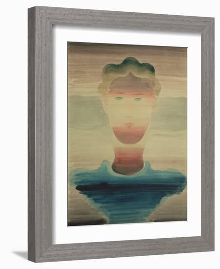 Striped Portrait, 1932 (W/C on Paper)-Oskar Schlemmer-Framed Giclee Print