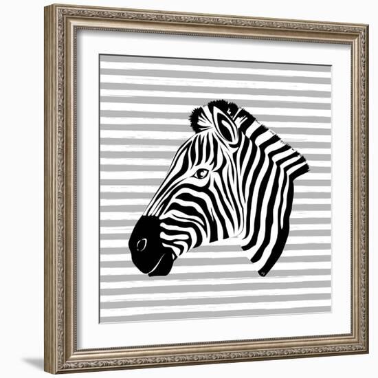 Striped Zebra-Martina Pavlova-Framed Art Print