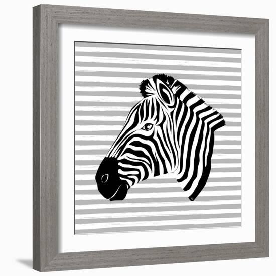 Striped Zebra-Martina Pavlova-Framed Art Print