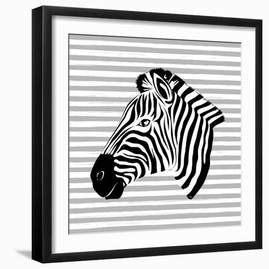 Striped Zebra-Martina Pavlova-Framed Art Print