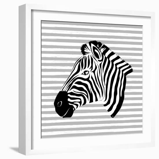 Striped Zebra-Martina Pavlova-Framed Art Print