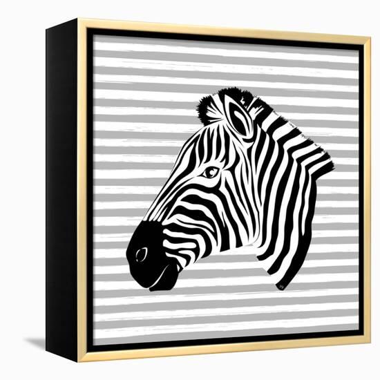 Striped Zebra-Martina Pavlova-Framed Stretched Canvas