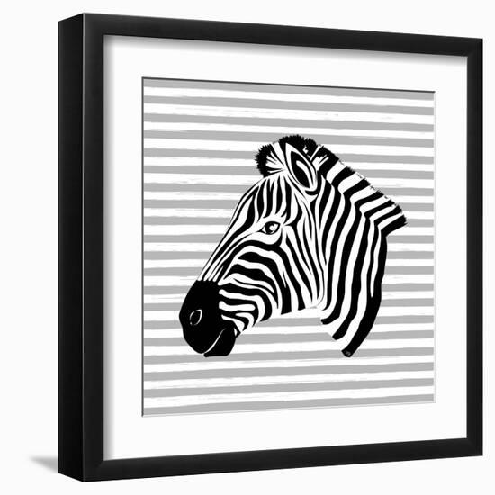 Striped Zebra-Martina Pavlova-Framed Art Print