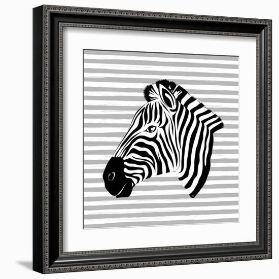 Striped Zebra-Martina Pavlova-Framed Art Print