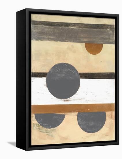 Stripes and Circles Neutral-Mike Schick-Framed Stretched Canvas