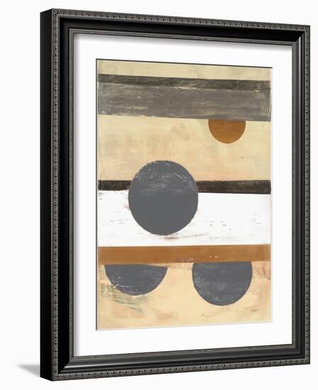 Stripes and Circles Neutral-Mike Schick-Framed Art Print