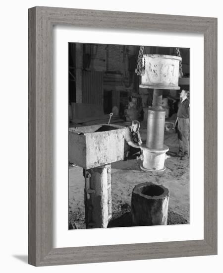 Stripping a Steel Casting, Wombwell Foundry, South Yorkshire, 1963-Michael Walters-Framed Photographic Print