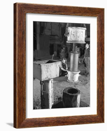 Stripping a Steel Casting, Wombwell Foundry, South Yorkshire, 1963-Michael Walters-Framed Photographic Print