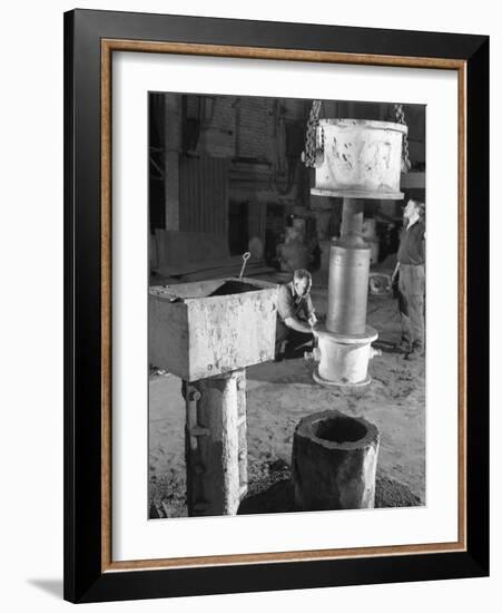 Stripping a Steel Casting, Wombwell Foundry, South Yorkshire, 1963-Michael Walters-Framed Photographic Print