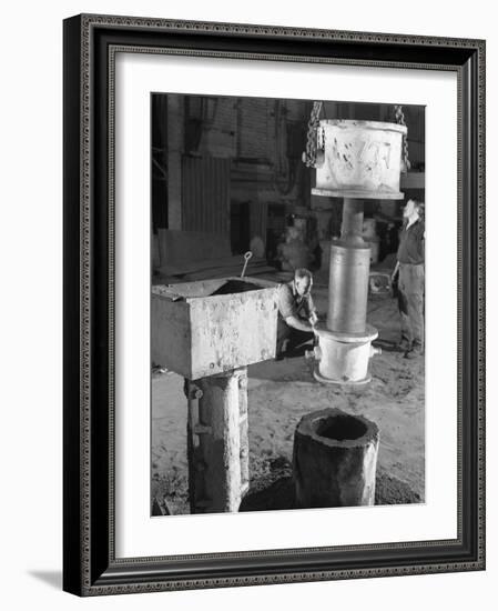 Stripping a Steel Casting, Wombwell Foundry, South Yorkshire, 1963-Michael Walters-Framed Photographic Print