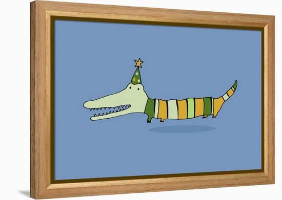 Stripy Crocodile-Carla Martell-Framed Premier Image Canvas