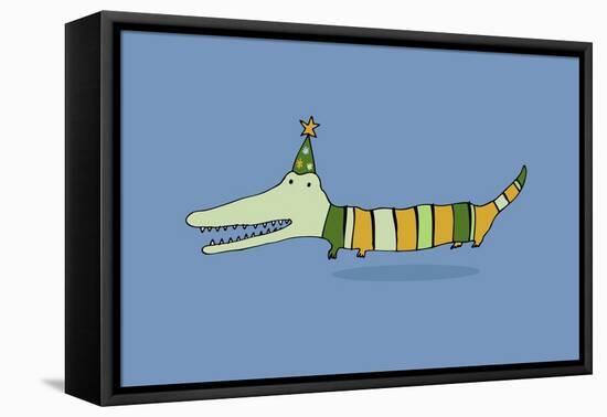 Stripy Crocodile-Carla Martell-Framed Premier Image Canvas