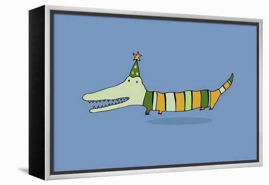 Stripy Crocodile-Carla Martell-Framed Premier Image Canvas