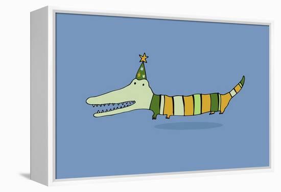 Stripy Crocodile-Carla Martell-Framed Premier Image Canvas