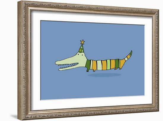 Stripy Crocodile-Carla Martell-Framed Giclee Print