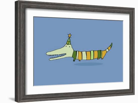 Stripy Crocodile-Carla Martell-Framed Giclee Print