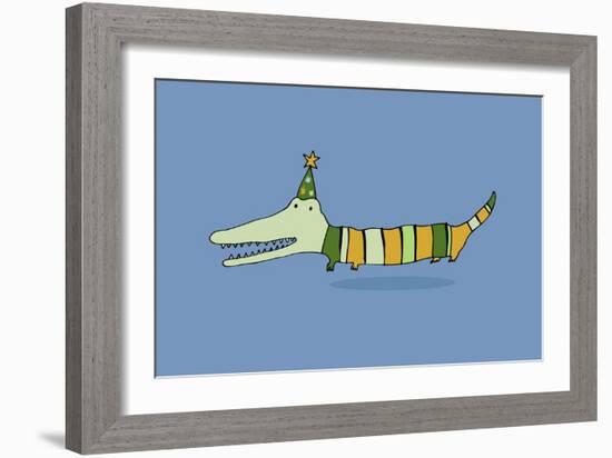 Stripy Crocodile-Carla Martell-Framed Giclee Print