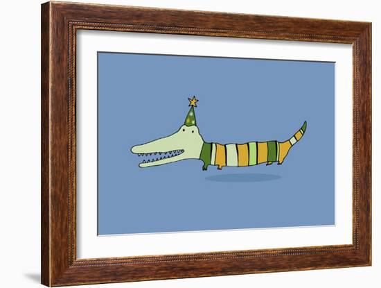 Stripy Crocodile-Carla Martell-Framed Giclee Print