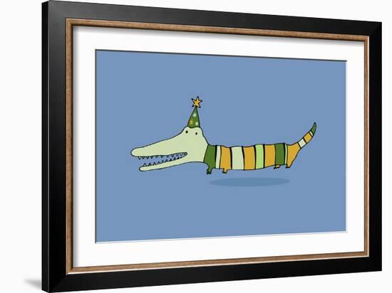 Stripy Crocodile-Carla Martell-Framed Giclee Print