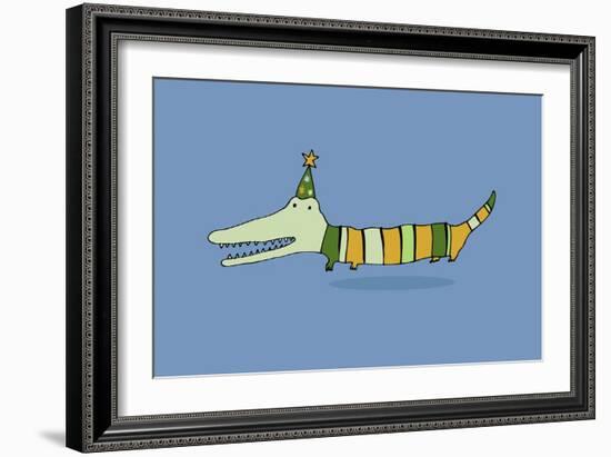 Stripy Crocodile-Carla Martell-Framed Giclee Print