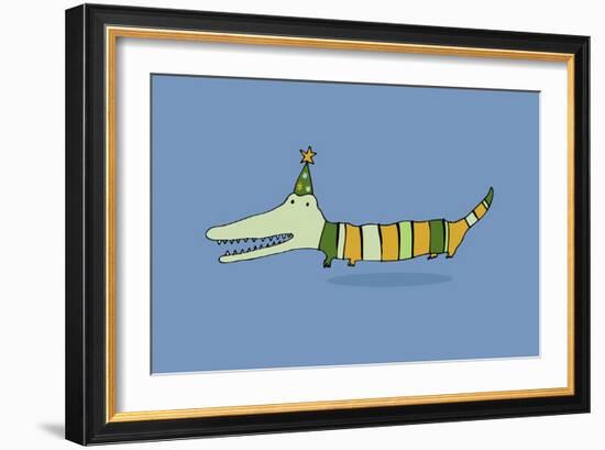 Stripy Crocodile-Carla Martell-Framed Giclee Print