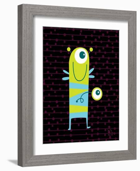 Stripy-Blue Fish-Framed Art Print