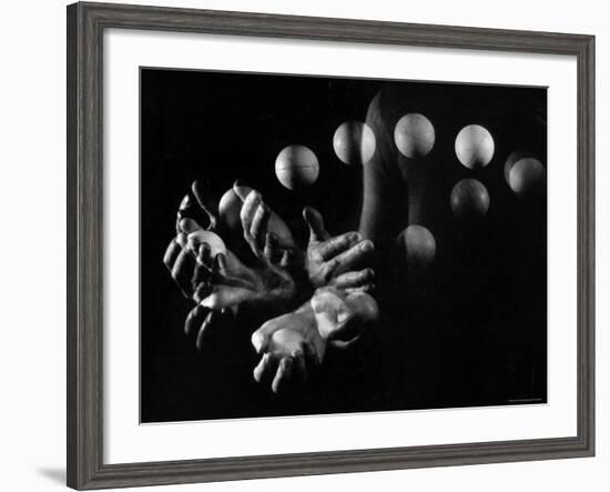 Stroboscopic Image of Hands of Juggler Stan Cavenaugh Juggling Balls-Gjon Mili-Framed Photographic Print