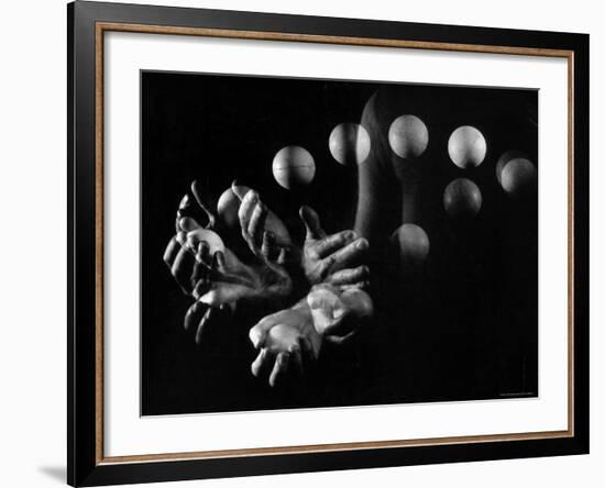 Stroboscopic Image of Hands of Juggler Stan Cavenaugh Juggling Balls-Gjon Mili-Framed Photographic Print