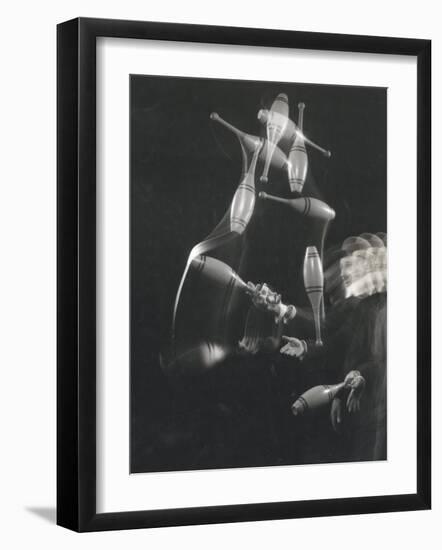 Stroboscopic Image of Juggler Stan Cavenaugh Juggling Tenpins-Gjon Mili-Framed Photographic Print