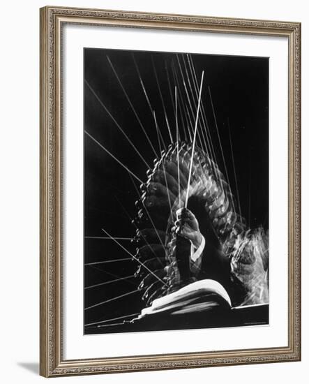 Stroboscopic Image of the Hands of Russian Conductor Efram Kurtz, While Conducting-Gjon Mili-Framed Premium Photographic Print