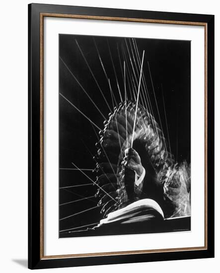 Stroboscopic Image of the Hands of Russian Conductor Efram Kurtz, While Conducting-Gjon Mili-Framed Premium Photographic Print