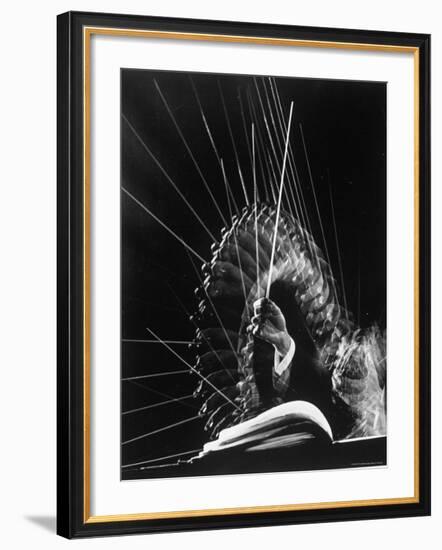 Stroboscopic Image of the Hands of Russian Conductor Efram Kurtz, While Conducting-Gjon Mili-Framed Premium Photographic Print