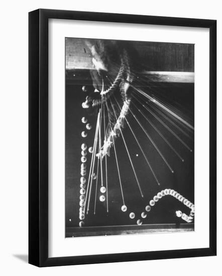 Stroboscopic Image of Three Cushion Force Follow Shot by Billiards Champion Ezequiel Navarra-Gjon Mili-Framed Photographic Print