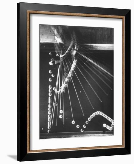 Stroboscopic Image of Three Cushion Force Follow Shot by Billiards Champion Ezequiel Navarra-Gjon Mili-Framed Photographic Print