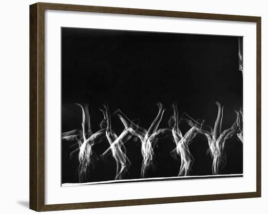 Stroboscopic Image of Tumbling Sequence Performed by Danish Men's Gymnastics Team-Gjon Mili-Framed Photographic Print