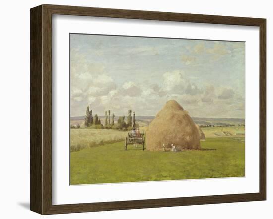 Strohhaufen in Pontoise, 1873-Camille Pissarro-Framed Giclee Print