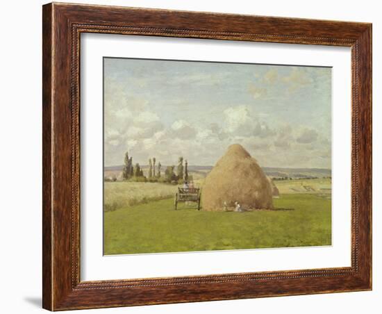 Strohhaufen in Pontoise, 1873-Camille Pissarro-Framed Giclee Print