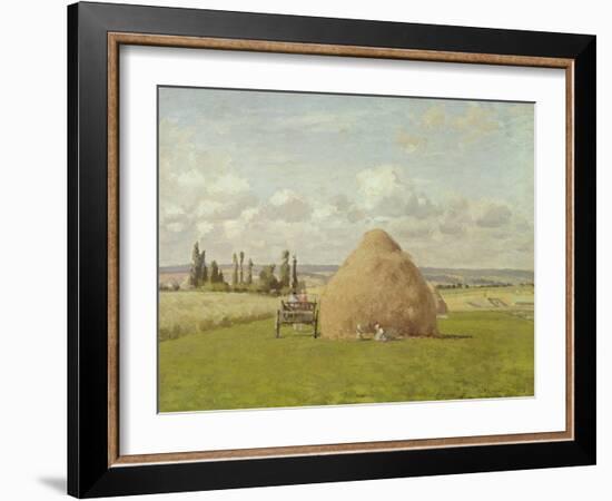 Strohhaufen in Pontoise, 1873-Camille Pissarro-Framed Giclee Print