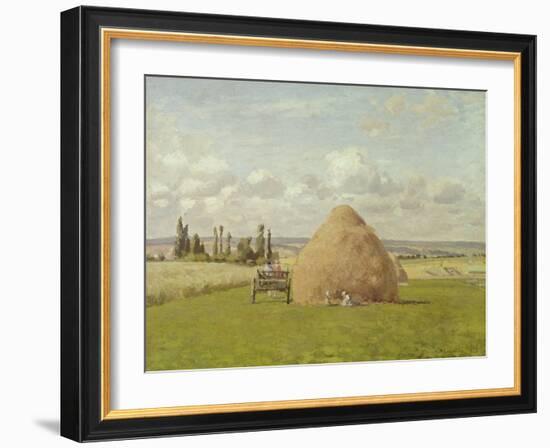 Strohhaufen in Pontoise, 1873-Camille Pissarro-Framed Giclee Print