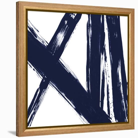 Strokes in Navy II-Megan Morris-Framed Stretched Canvas