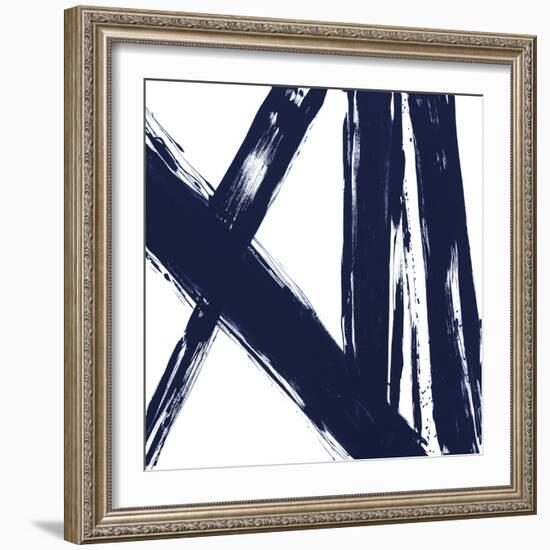 Strokes in Navy II-Megan Morris-Framed Art Print