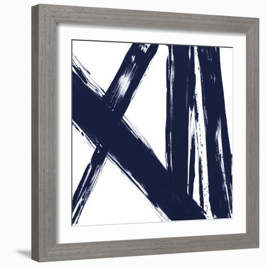 Strokes in Navy II-Megan Morris-Framed Art Print