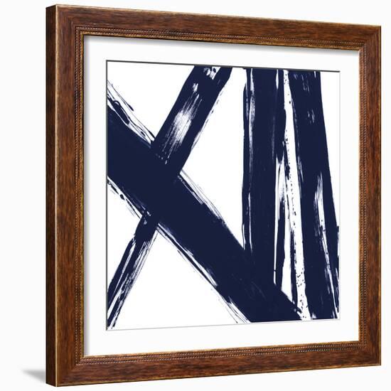 Strokes in Navy II-Megan Morris-Framed Art Print