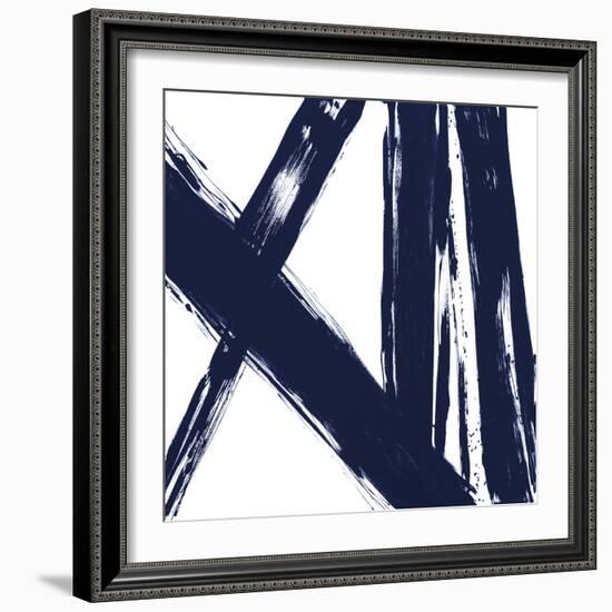 Strokes in Navy II-Megan Morris-Framed Art Print