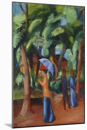 Stroll in the Park, Spaziergang Im Park, 1914-Auguste Macke-Mounted Giclee Print