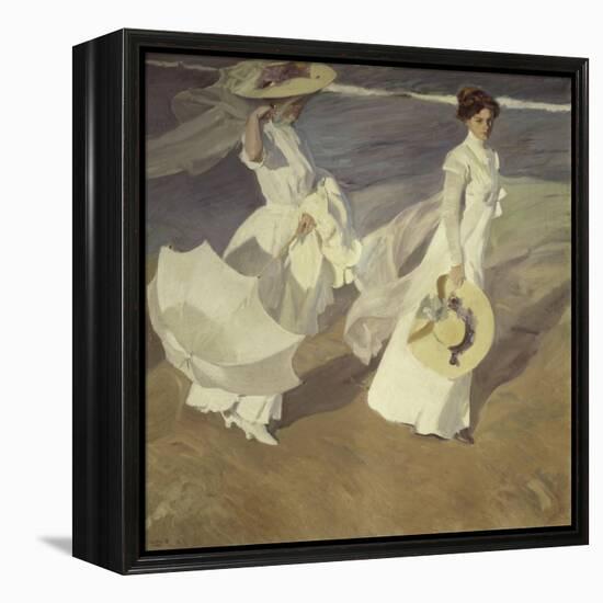 Stroll to the Edge of the Sea-Joaquín Sorolla y Bastida-Framed Premier Image Canvas